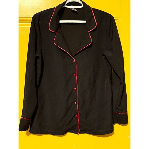 Frederick's of Hollywood Pajama Top Size Small Black Red Comfortable - Picture 1 of 5